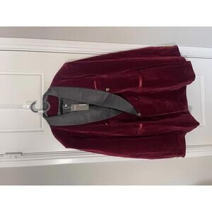 Suits for Men Size 3XL 52R Red Burgundy Double Breasted Velvet 2 Pieces M360